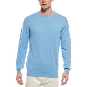 Forte Mens Cashmere Classic Crew Cashmere Sweater, Blue